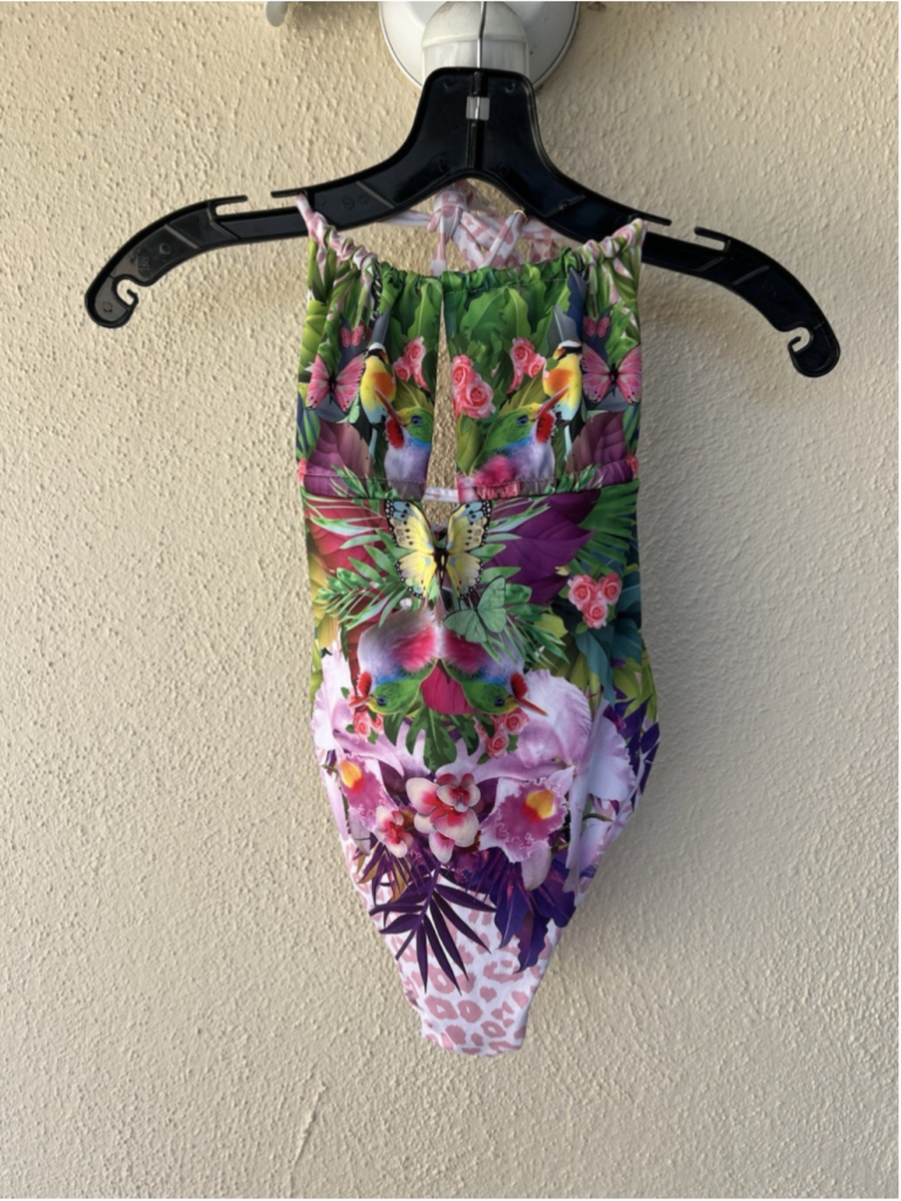 Liliana Montoya Tropical Bird Butterfly One Piece Swimsuit Halter Girl’s Small